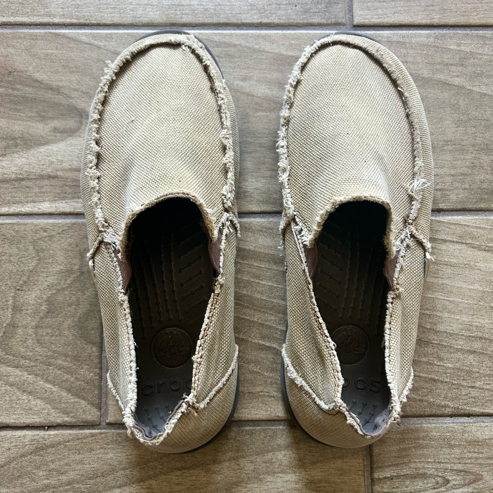 CROCS Canvas Slip-On in Taupe and Black